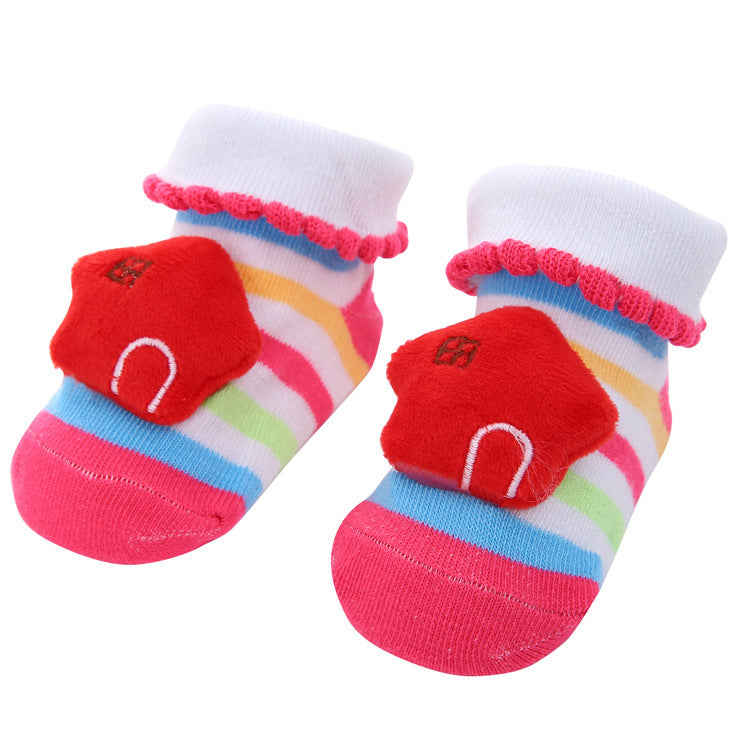 Chaussettes antidérapantes tridimensionnelles pour bébé, dessin animé, pour nouveau-né, poupée, vente en gros