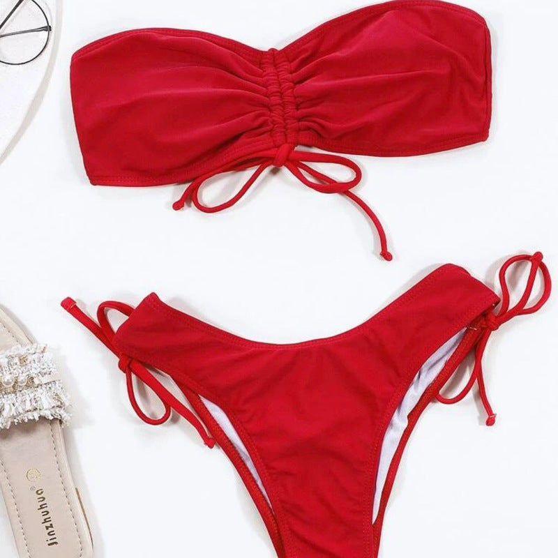 Maillot de bain une pièce bikini de couleur unie pour femme