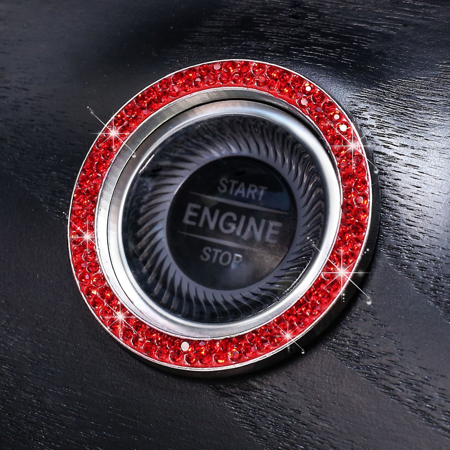 Diamond-encrusted Car One-button Start Decorative Ring  Stickers Women
