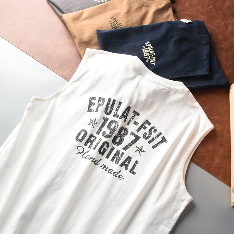 Men's Outdoor Sports And Casual-letter Cotton Vest