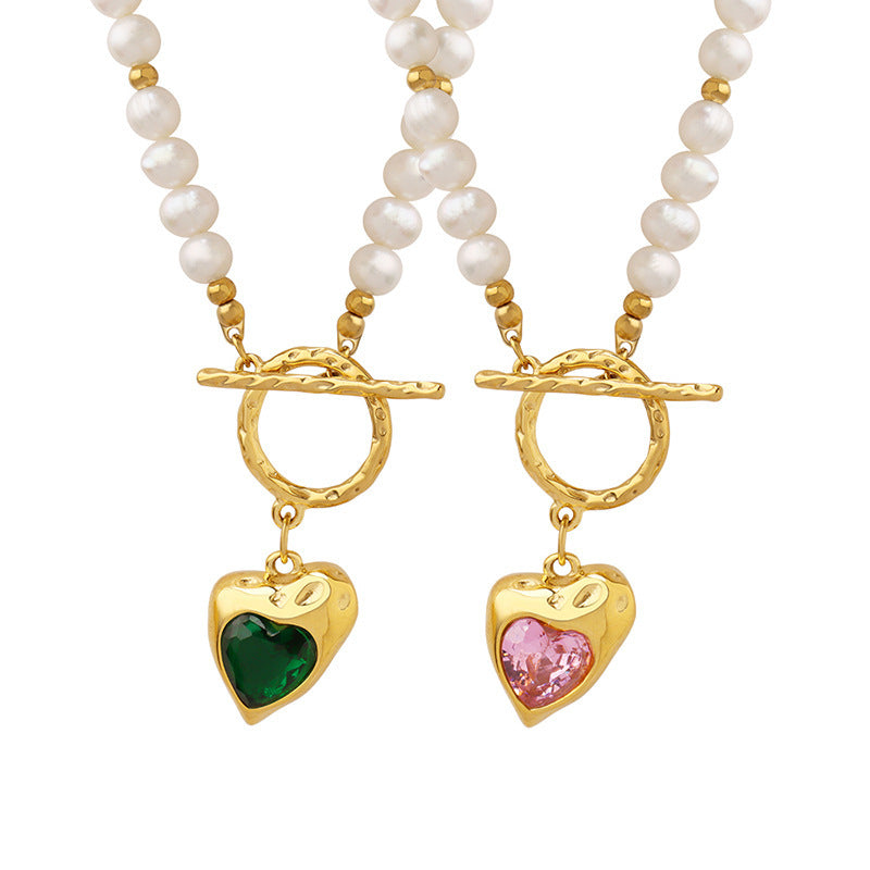 Women's Zircon Heart Shaped Love Titanium Steel Necklace