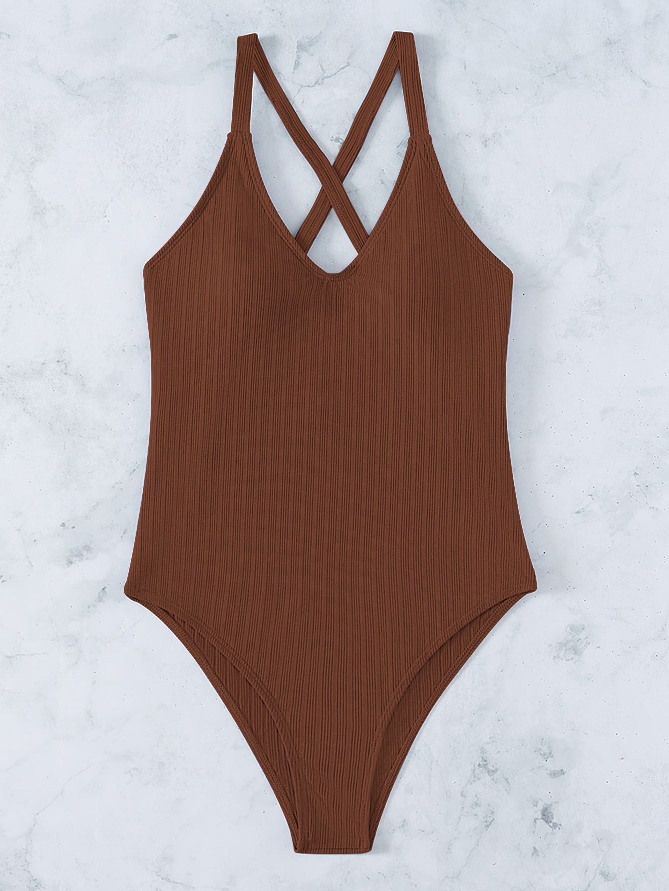 Traje de baño cruzado ajustable de bikini de color liso