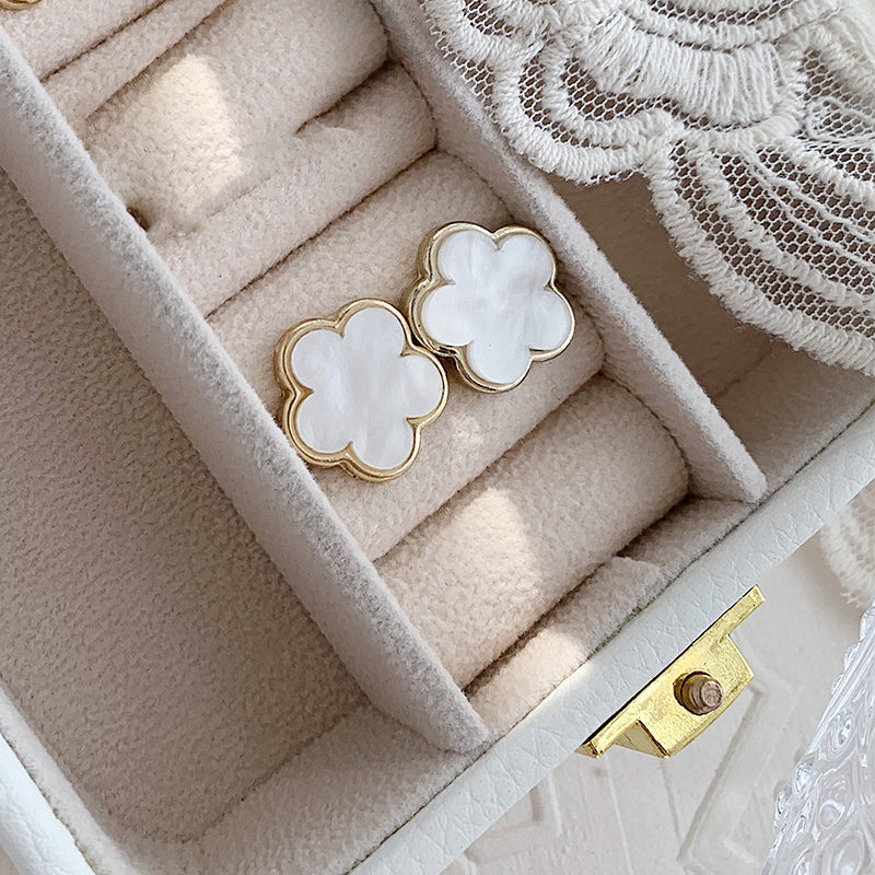 Boucles d'oreilles à tige en argent 925, aiguille porte-bonheur, fleur d'herbe de Parthenocissus