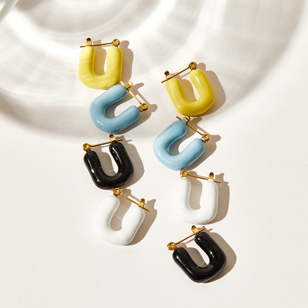 Girly Style Stainless Steel Alphabet Letter Earrings