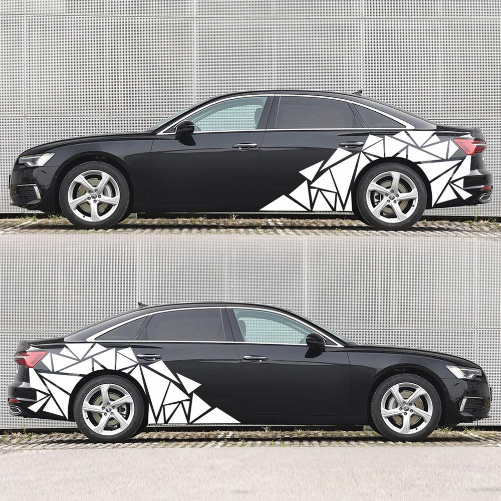 Autocollants de voiture Triangles noirs mats, autocollant latéral de voiture, Camouflage, style de voiture, décalcomanie en vinyle, décor pour la décoration de voiture 