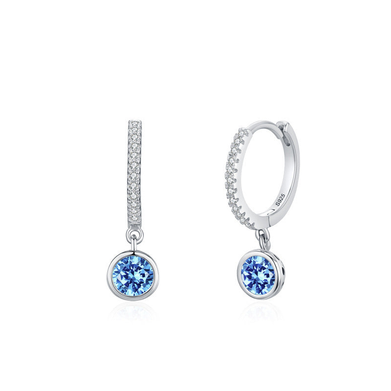 Sterling Silver Blue Artificial Diamond Earrings