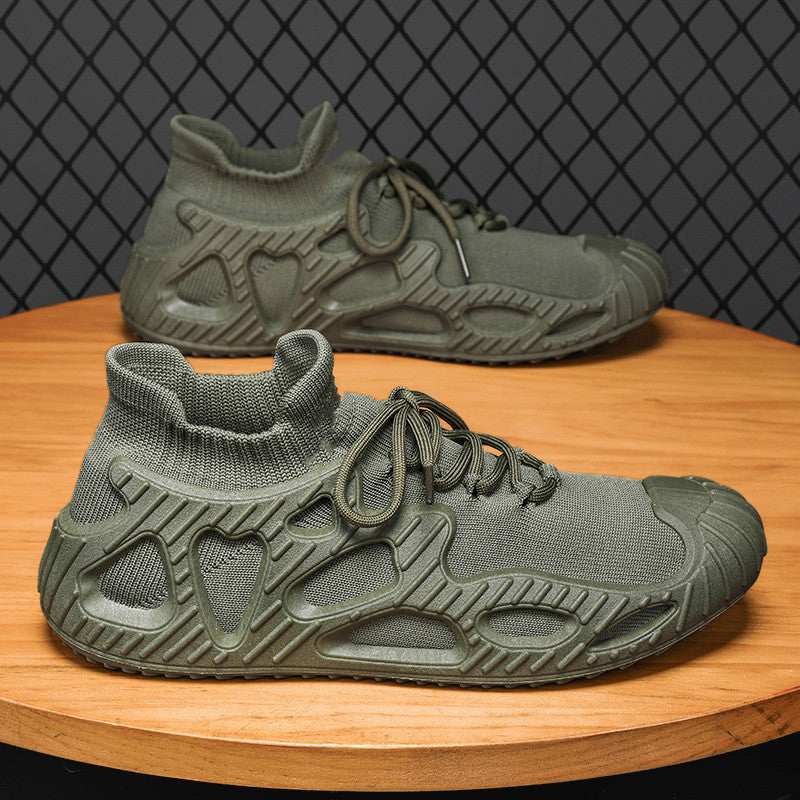 Zapatos de calcetines de punto con mosca versátiles, informales y transpirables para hombre