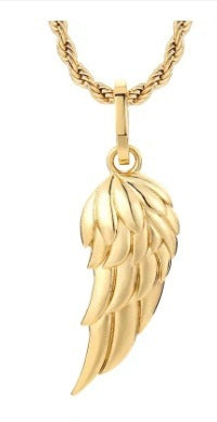 Collar con colgante chapado en oro de 18 quilates con moneda de acero inoxidable y brújula para hombre