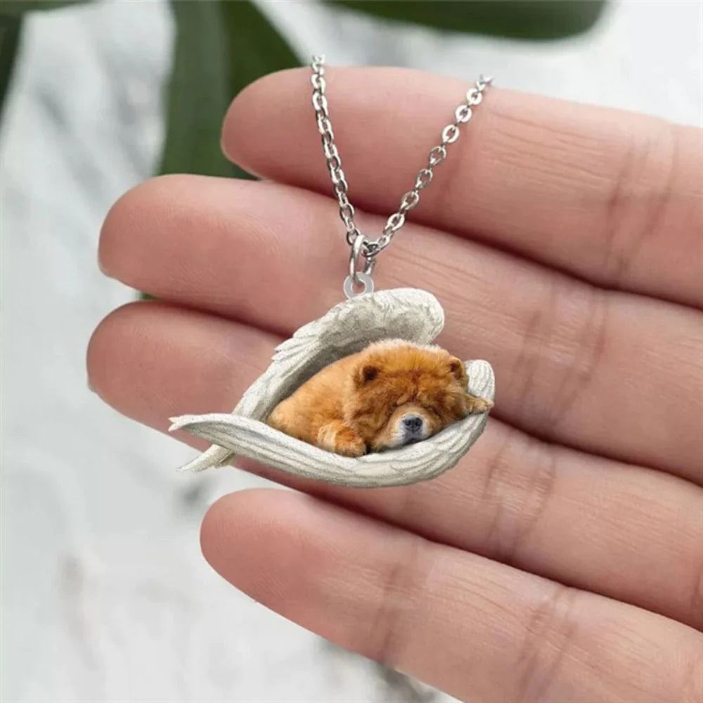 Acrylic Plane Lazy Dog Hanging Necklace