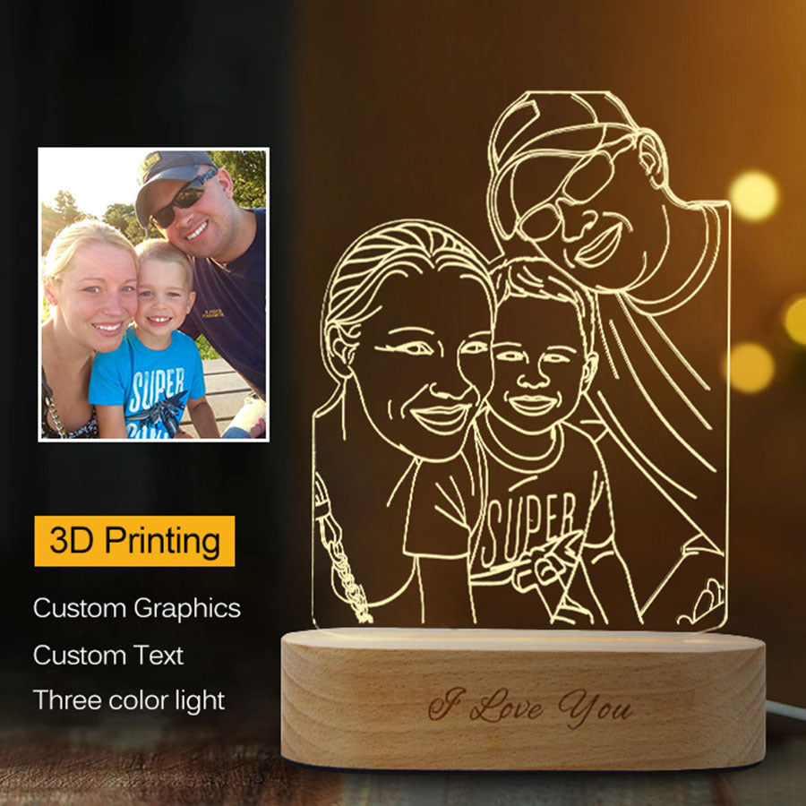 Luz nocturna estéreo 3D con foto personalizada