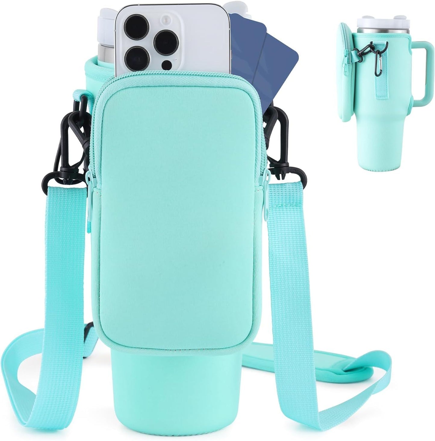 Slok Sac de transport pour bouteille d'eau, compatible avec un gobelet de 1 134 g avec poignée, porte-bouteille d'eau moderne avec sangle réglable simple pour la marche en plein air, la randonnée, les voyages, les sports - Bleu violet