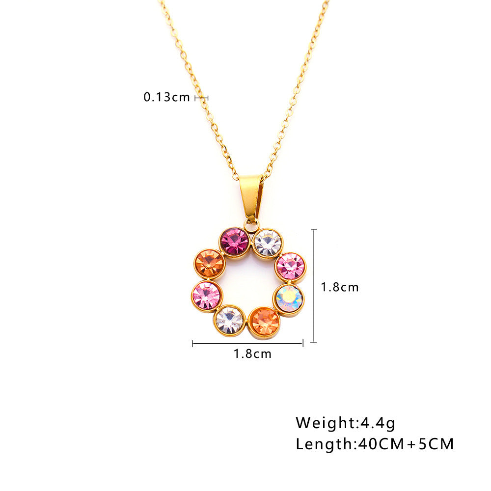 Cadena de suéter con colgante de circonio de color con incrustaciones