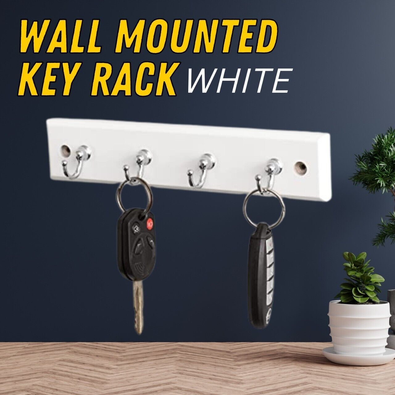 Soporte de pared para llaves, colgador con 4 ganchos, cadena de almacenamiento, organizador de llaves, decoración del hogar