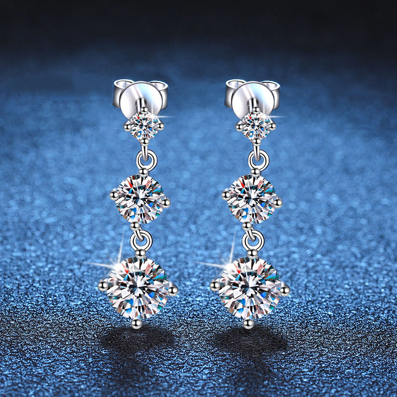 Boucles d'oreilles en argent Sterling S925, pompon Moissanite