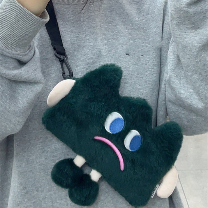 Sac de téléphone portable en paille émotionnelle, sac à bandoulière en peluche mignon pour femme