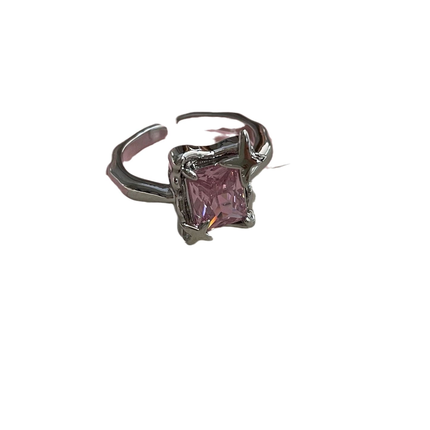Anillo cuadrado de circón para mujer, temperamento de lujo ligero ajustable