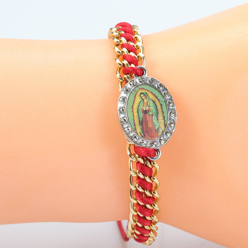 Pulsera tejida Virgen María Correa de transporte de regalo