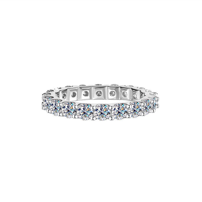 S925 Sterling Silver Moissanite Full Diamond Simple Stackable Ring