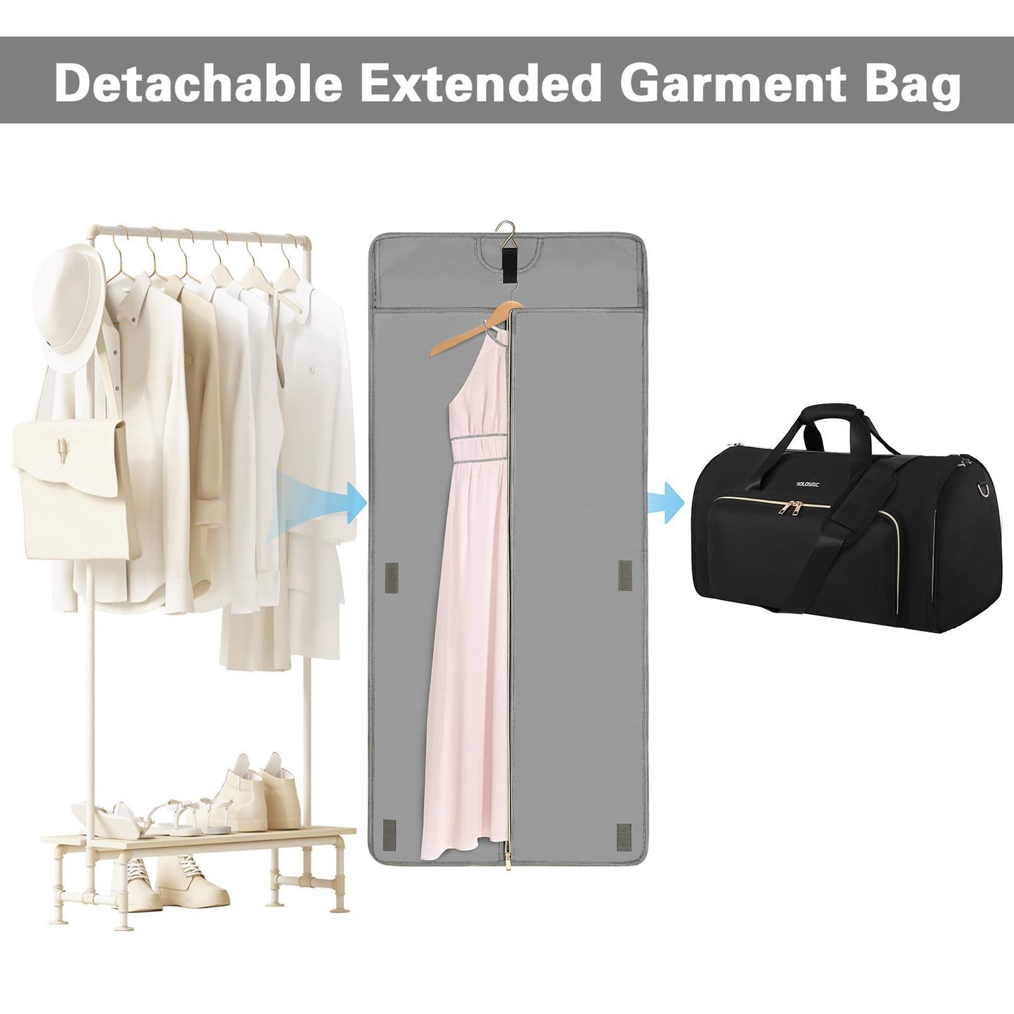 Costume de voyage sac anti-poussière Convertible résistant à l'usure sac à dos de rangement pliant