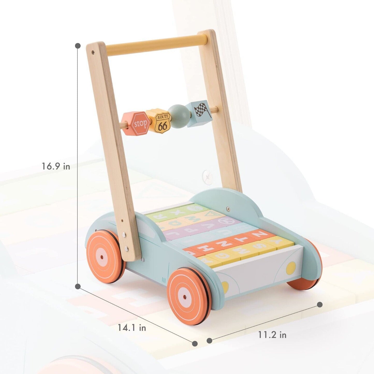 ROBUD Trotteur en bois avec panneau de signalisation ABC 123 cadeaux pour les tout-petits de 3 ans
