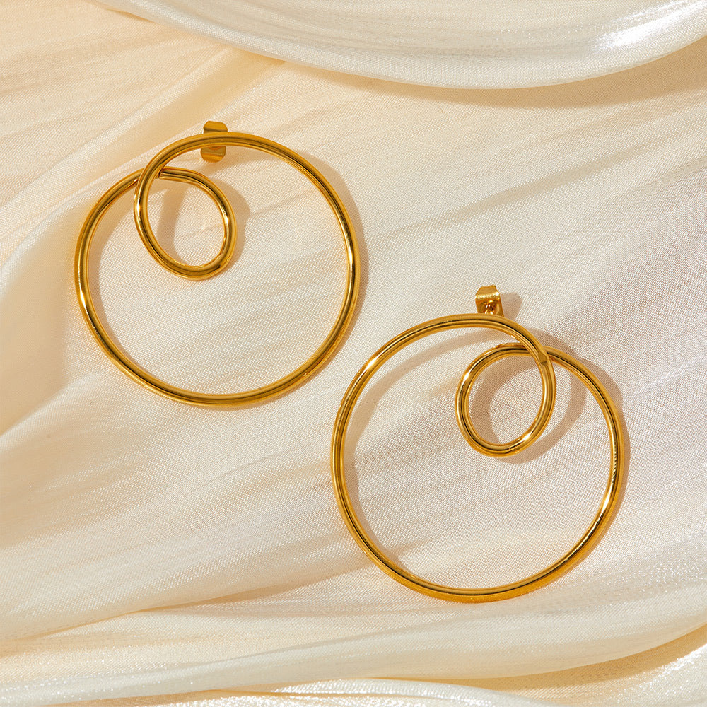 Boucles d'oreilles épurées Boucles d'oreilles courbes en cercle géométrique en acier inoxydable