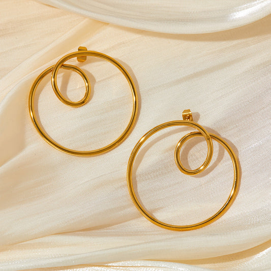 Boucles d'oreilles épurées Boucles d'oreilles courbes en cercle géométrique en acier inoxydable