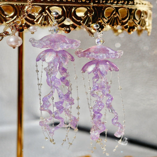 Creative Jellyfish Earrings Long Cute Ear Clip
