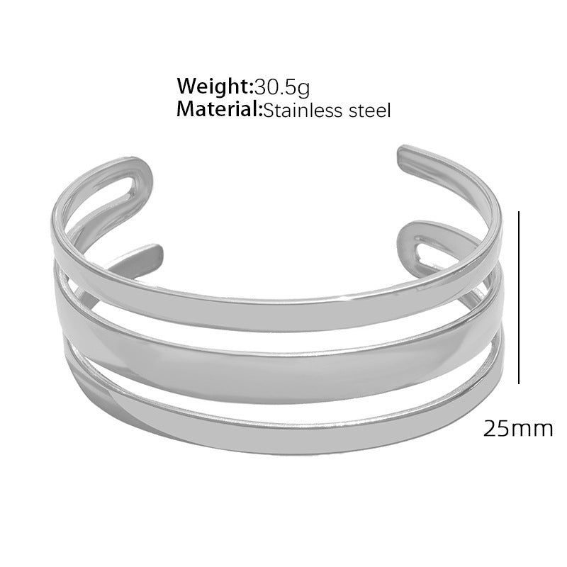 Pulsera abierta de acero de titanio exagerada personalizada europea y americana
