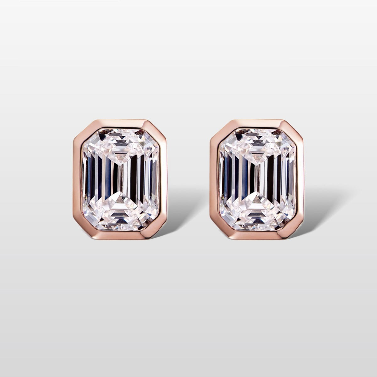 Clous d'oreilles de retenue de couleur or Rose, pagode rectangulaire 1 carat, rétro simple, assortis au quotidien