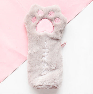 Lindo bolso con forma de pata de gato de peluche