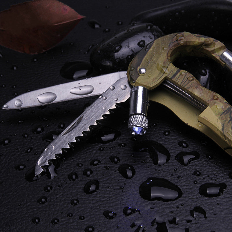 Couteau à fermoir de Camouflage, tournevis de scie, outils d'extérieur multifonctionnels, mousqueton d'escalade, dégaines rapides, mousqueton en aluminium 5 en 1