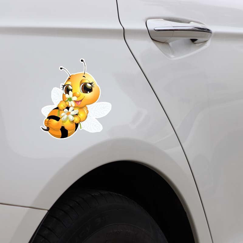 Autocollant de fenêtre de pare-chocs de carrosserie de voiture de petite abeille de dessin animé