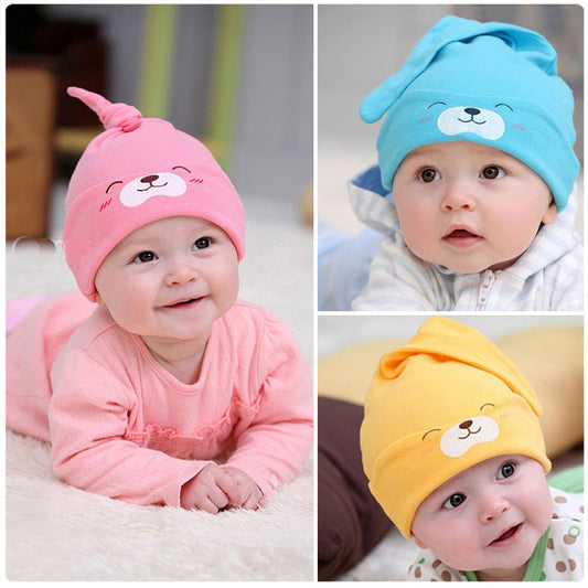Bonnet de couchage en coton doux pour bébé, nouveau chapeau pour enfants, ours de dessin animé