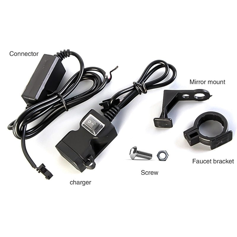 Chargeur de guidon de moto étanche 12V, double port USB, prise adaptateur d'alimentation 5V 1A/2,1 a pour téléphone portable