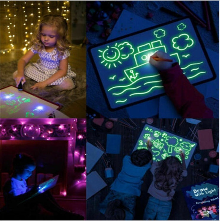 Jouet éducatif tapis de dessin 3D magique 8 effets de lumière Puzzle planche carnet de croquis