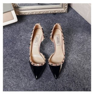 Rivets bout pointu côté vide talons hauts femmes talon aiguille 8CM tempérament pompes Sexy