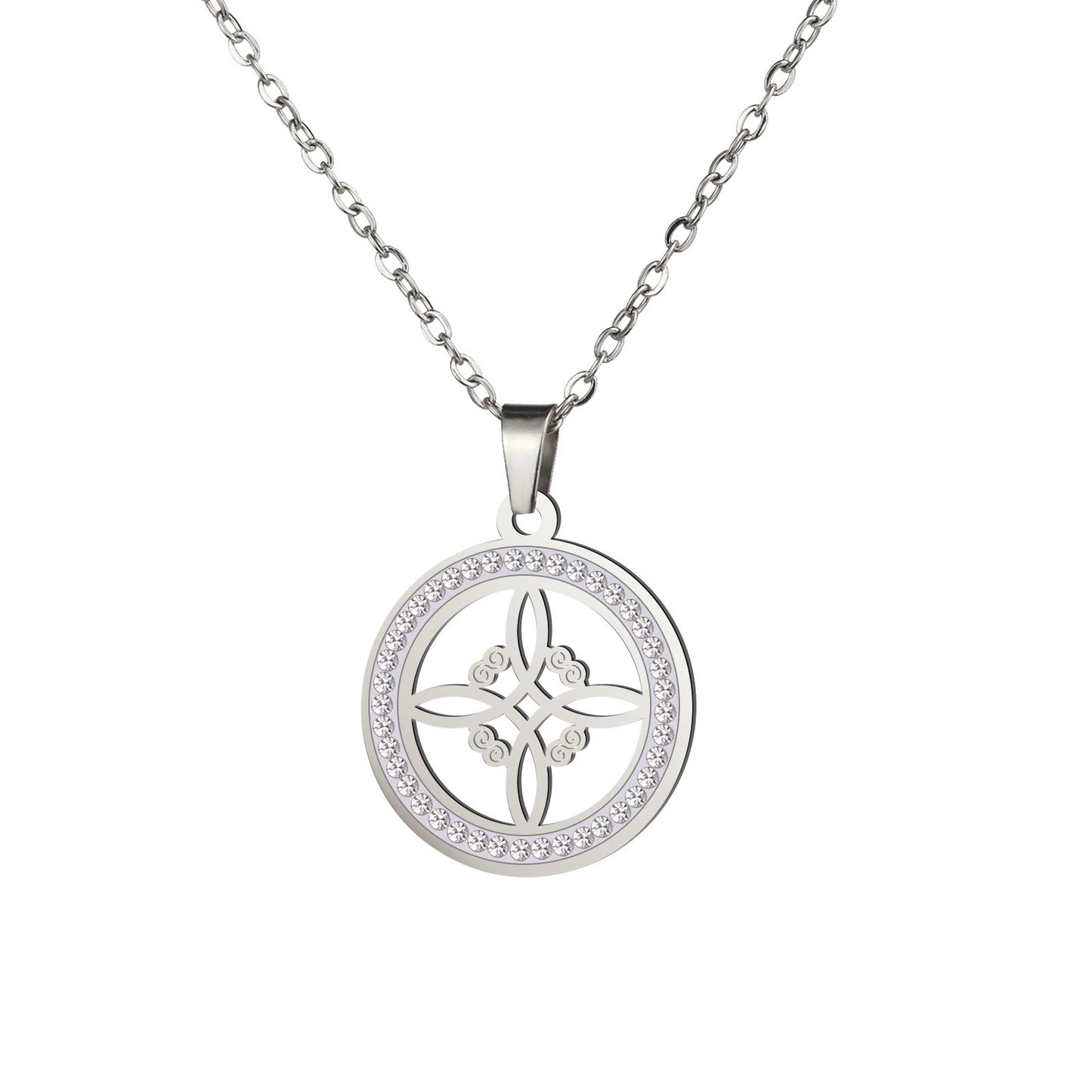 Collier pendentif nœud de sorcière monocouche en acier inoxydable
