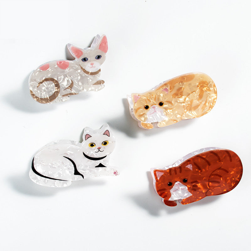 Barrettes de coiffure à bijoux avec imprimé de dessin animé de chat