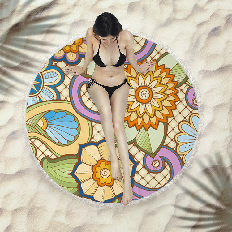 Serviette de plage à franges serviette de bain ronde serviette de plage
