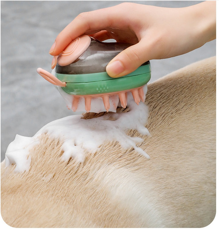 Nouveau 2 en 1 animal de compagnie chat chien nettoyage bain Massage shampooing distribution de savon brosse de toilettage fournitures pour animaux de compagnie