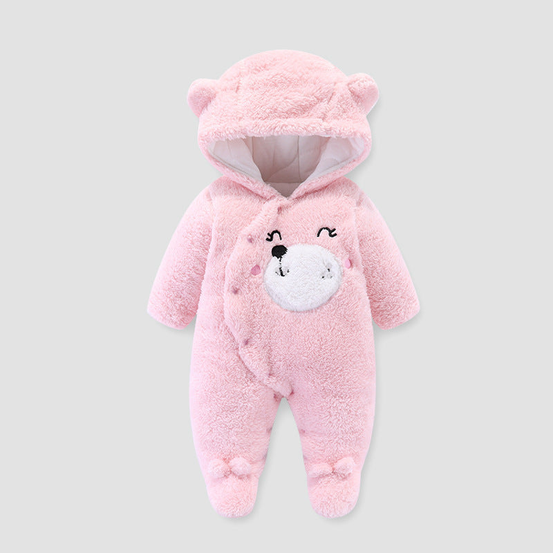 Saison bébé épaissi combinaison Shu coton velours combinaison nouveau-né hiver bébé et enfants vêtements barboteuse