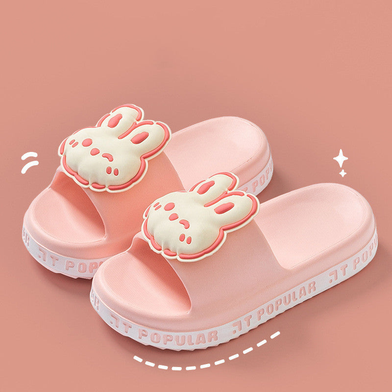 Pantoufles de lapin mignonnes pour femmes, chaussures d'été de jardin avec lettres, antidérapantes, pour l'intérieur, la salle de bain, la maison