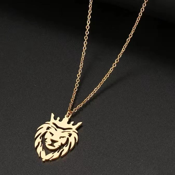 Collier LION creux, chaîne de personnalité en acier titane
