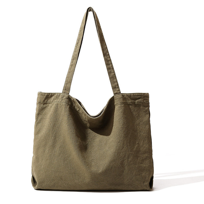 Plain Simple One-shoulder Canvas Bag