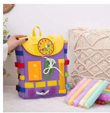 Sac à dos pour tout-petits, avec boucles et jouets d'activités d'apprentissage, développe les compétences de base
