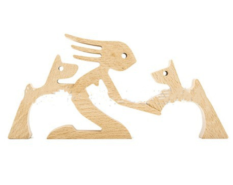 Figurine de chien en bois à faire soi-même, Sculpture de décoration de maison, un homme et un chien, Sculpture en bois, cadeaux de noël, modèle de décoration