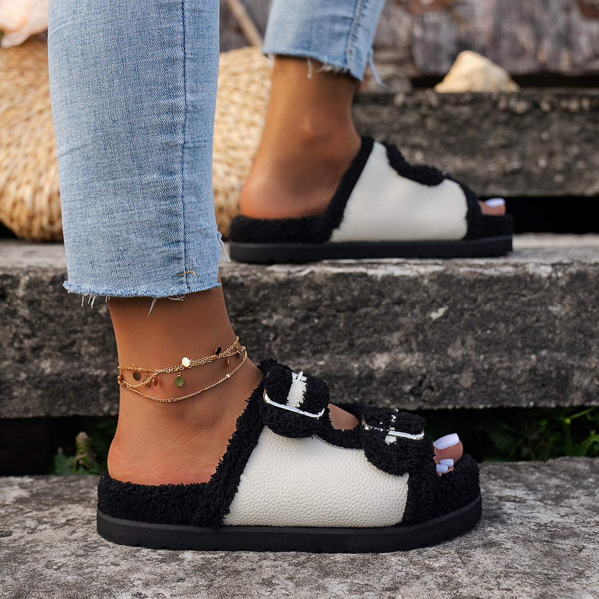 Pantuflas de lana de cordero con forro polar Lazy