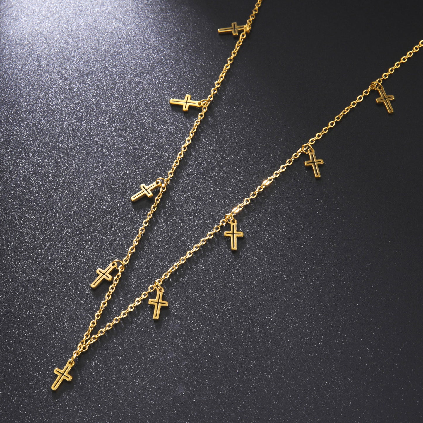 Titanium Steel Cut Advanced Clavicle Chain Cross Pendant