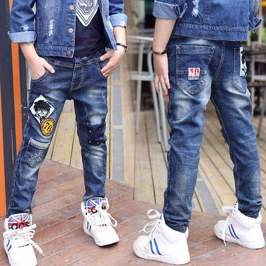 Jeans pour garçons automne et hiver nouveau velours une pièce