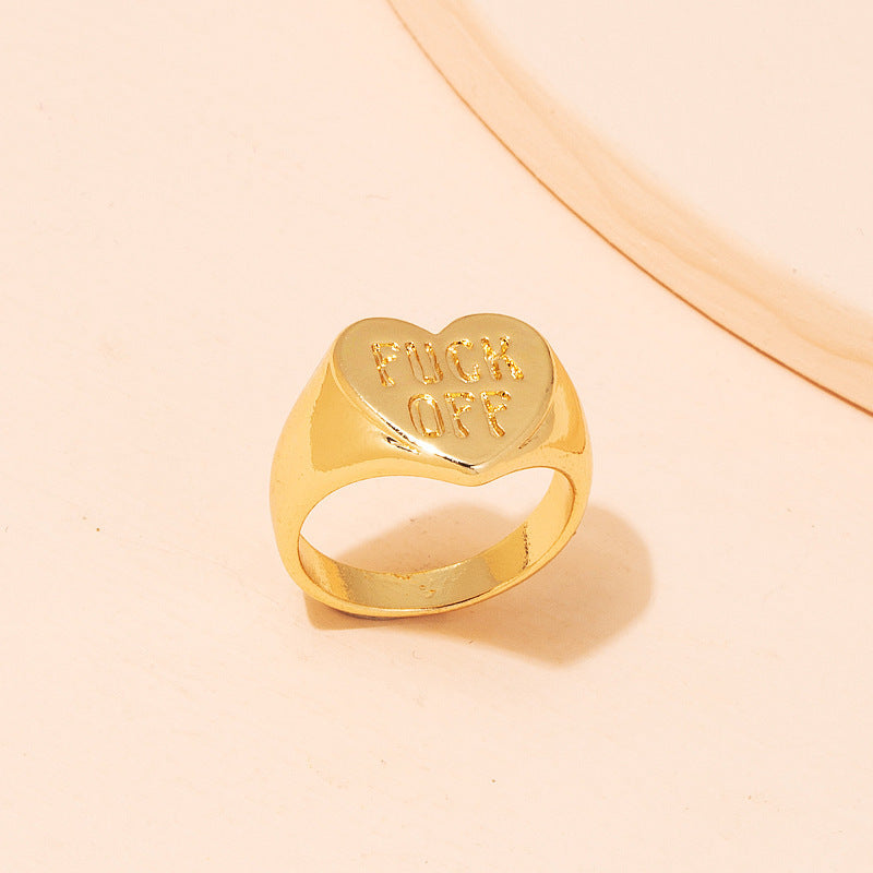 Online Influencer Letters Love Heart-shaped Ring